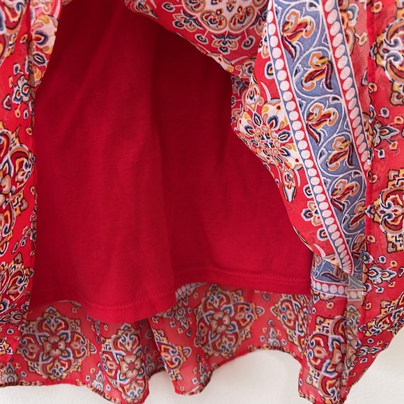 Max Studio skirt Womens medium Red Paisley Lined Flowy - Picture 4 of 8